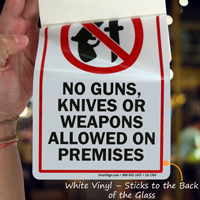 No Guns, Knives or Weapons Allowed Glass Decal