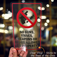 No Guns, Weapons or Drugs Allowed Glass Decal