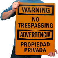  No Trespassing Bilingual Security Sign
