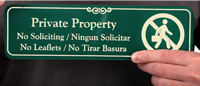 Bilingual Private Property   No Soliciting Engraved Signs