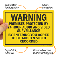 Premises Protected By Audio And Video Surveillance Sign