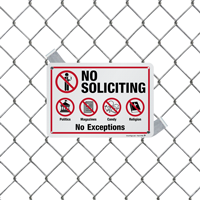 Caution No Exceptions to No Soliciting Sign