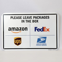 Please leave packages in the box sign