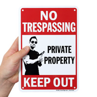 Warning: Private property no trespassing sign