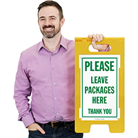 Leave Packages Here Thank You FloorBoss Sign