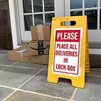 Place All Deliveries In Lock Box FloorBoss Sign
