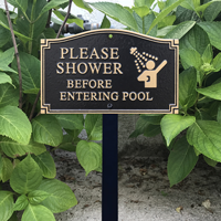 Please Shower Before Entering Pool Lawn Plaque