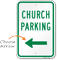 Church Parking Sign with Arrow