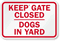 Keep Gate Closed, Dogs In yard Sign