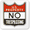 U.S. Property No Trespassing Sign