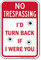I Would Turn Back No Trespassing Sign