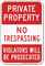 Private Property Trespassing Violators Prosecuted Sign