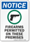 Firearms Permitted On These Premises OSHA Notice Sign