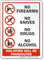 No Firearms Knives Drugs Alcohol Sign