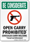 Open Carry Prohibited, Concealed Carry Welcome Sign